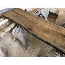 Baumscheibe, Waschtisch, Tischplatte, unbesäumt/gerade, Eiche, Baumkante 100x40x4,5cm BLACK schwarz geölt 4,5